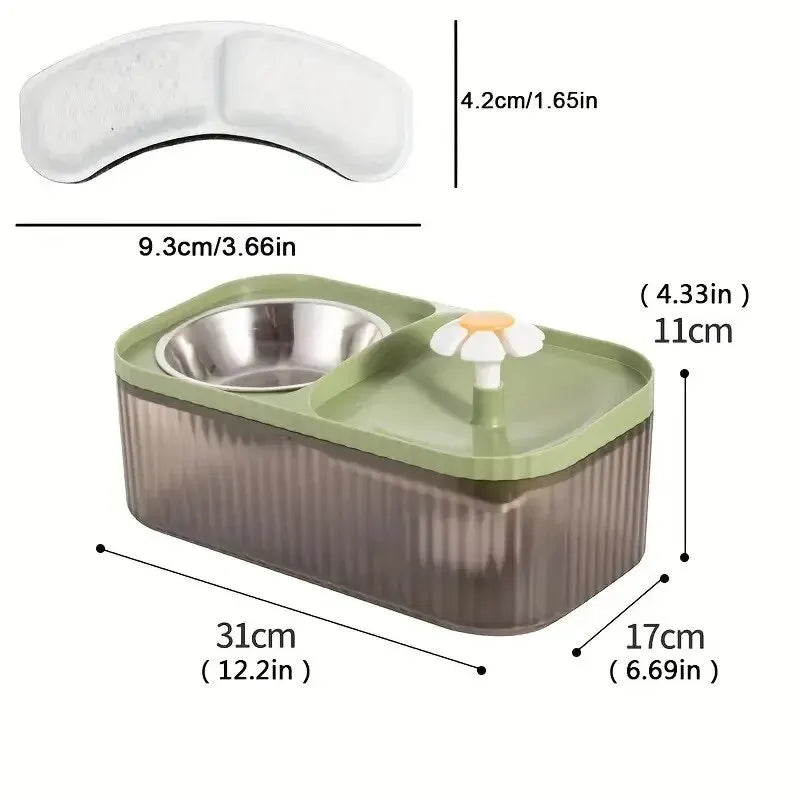 Flower Waterfall Cat Water Fountain Food Feeder