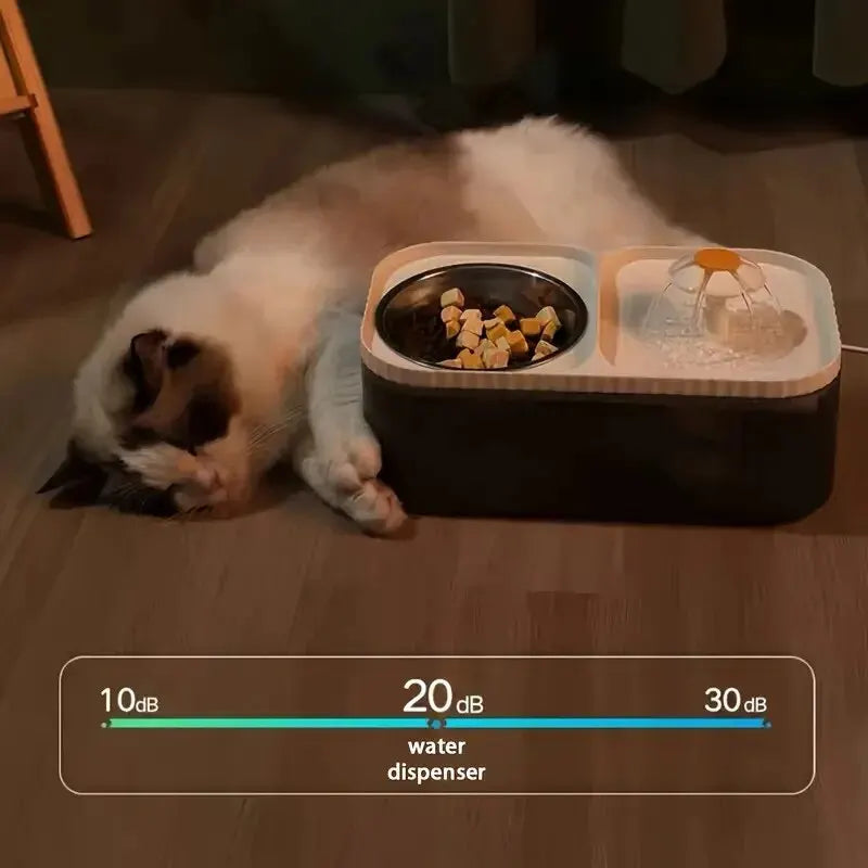 Flower Waterfall Cat Water Fountain Food Feeder