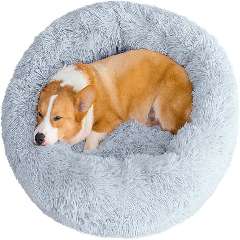 Round Long Plush Pet Bed