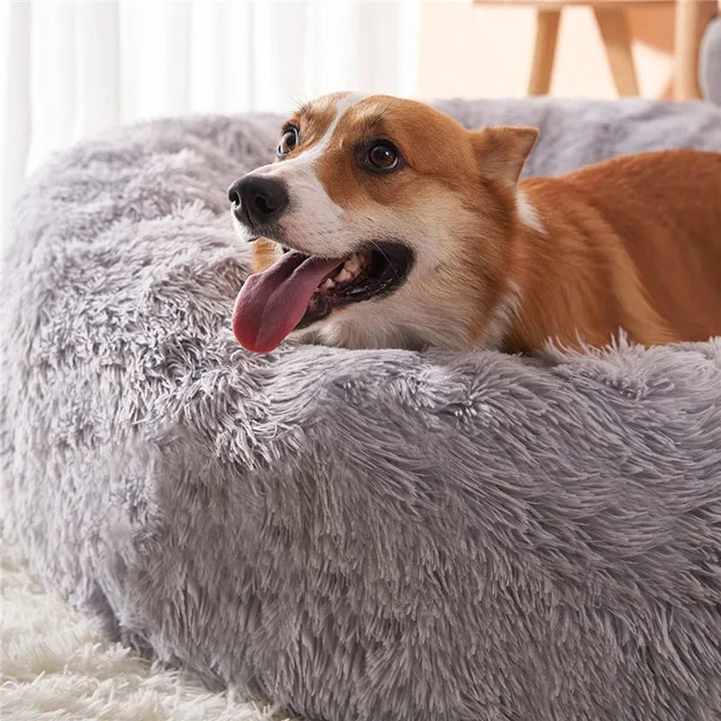 Round Long Plush Pet Bed