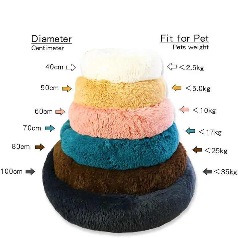 Round Long Plush Pet Bed