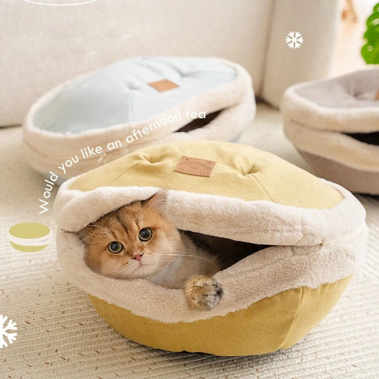 Dorayaki Semi-closed Cat Bed