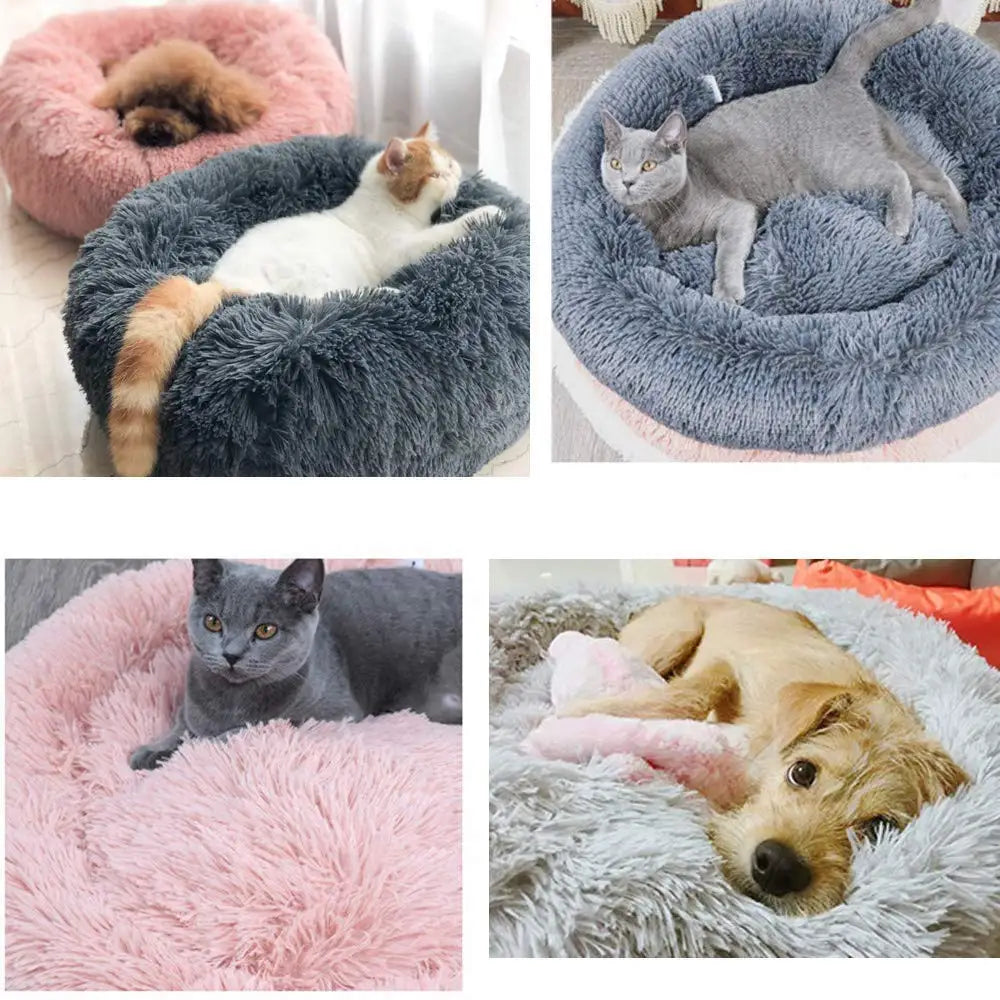 Round Long Plush Pet Bed