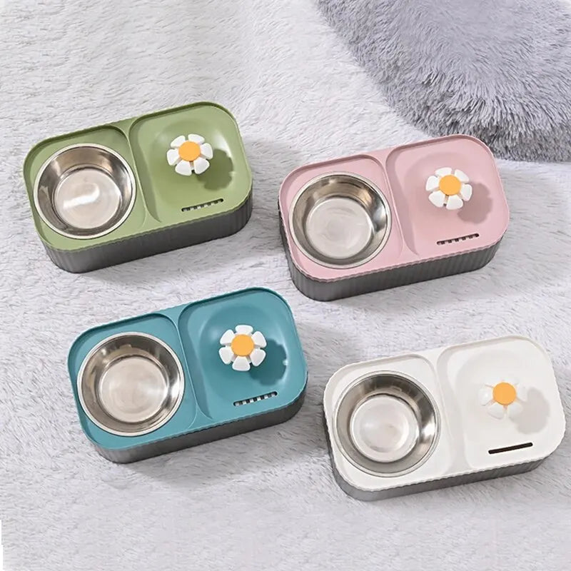 Flower Waterfall Cat Water Fountain Food Feeder