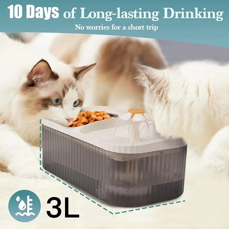 Flower Waterfall Cat Water Fountain Food Feeder